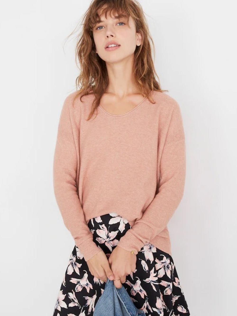Madewell Kimball Pullover Sweater Heather Rose Pink Merino Wool Blend Size Small